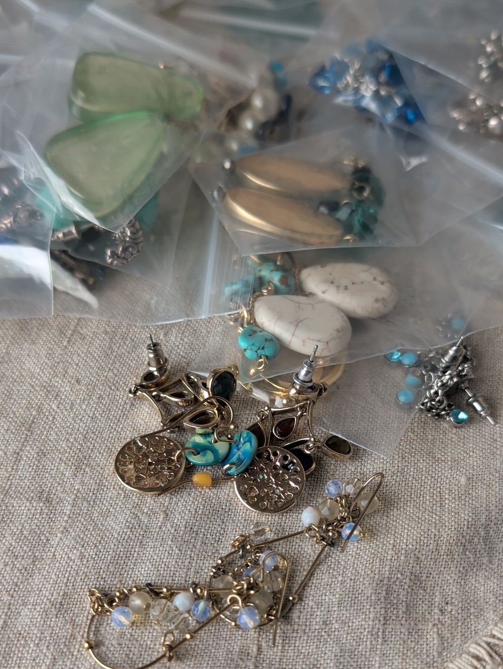 46 Pair Y2K Beachy Boho Earring Lot + 4 Stretch Bracelets Coastal Grandma Resell